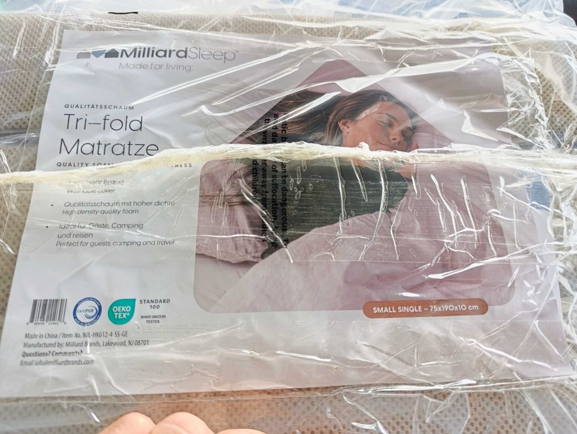 Składany Materac Milliard z Pianki Memory Foam 75x190cm Antyroztoczowy