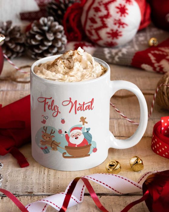 Canecas de Ceramica branca personalizadas de Natal