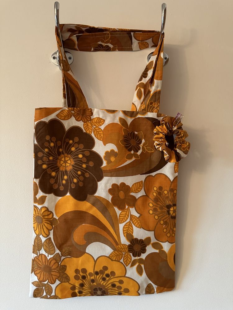 Tote bag vintage de cor laranja