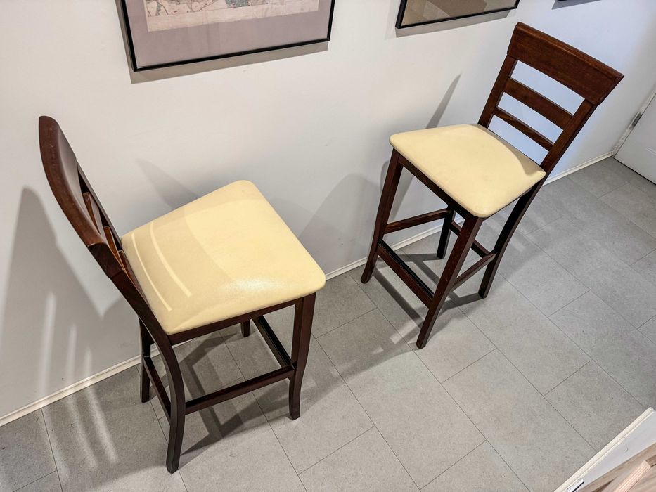 Krzesła barowe kuchenne 2 szt. lite drewno