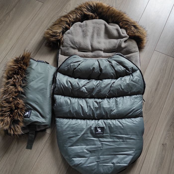 Zestaw CottonMoose, Śpiworek do wózka i Mufka, Moose, Khaki