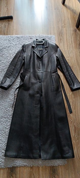 Płaszcz skórzany damski długi
