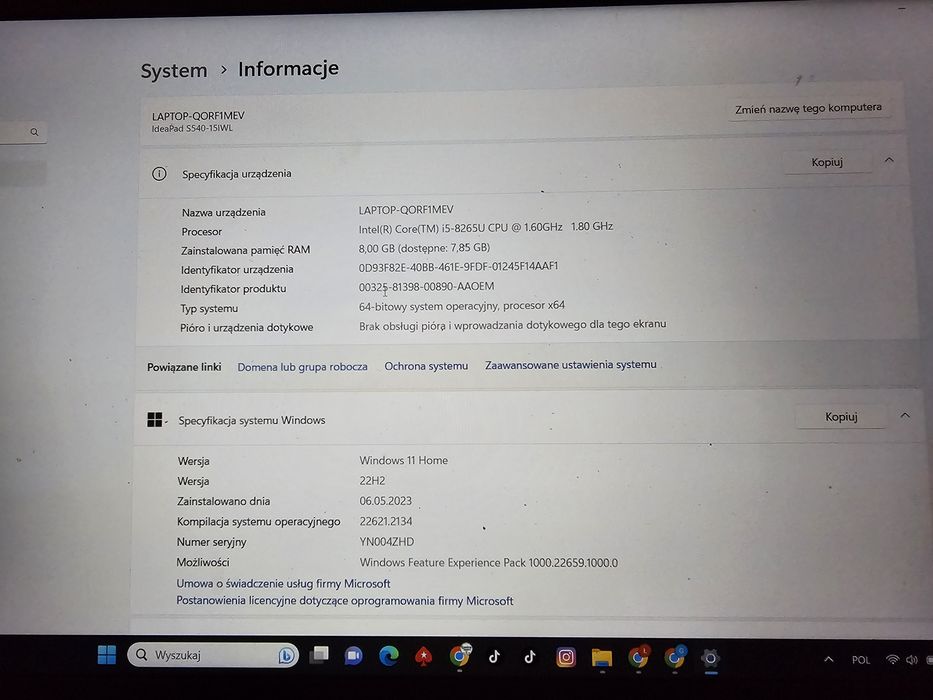 Laptop Lenovo IdeaPad s540 , SSD , Aluminiowy Świetny stan