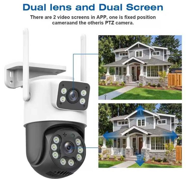 Високоякісна 8MP вулична WiFi камера P6-QQ6 з двома об’єктивами icsee