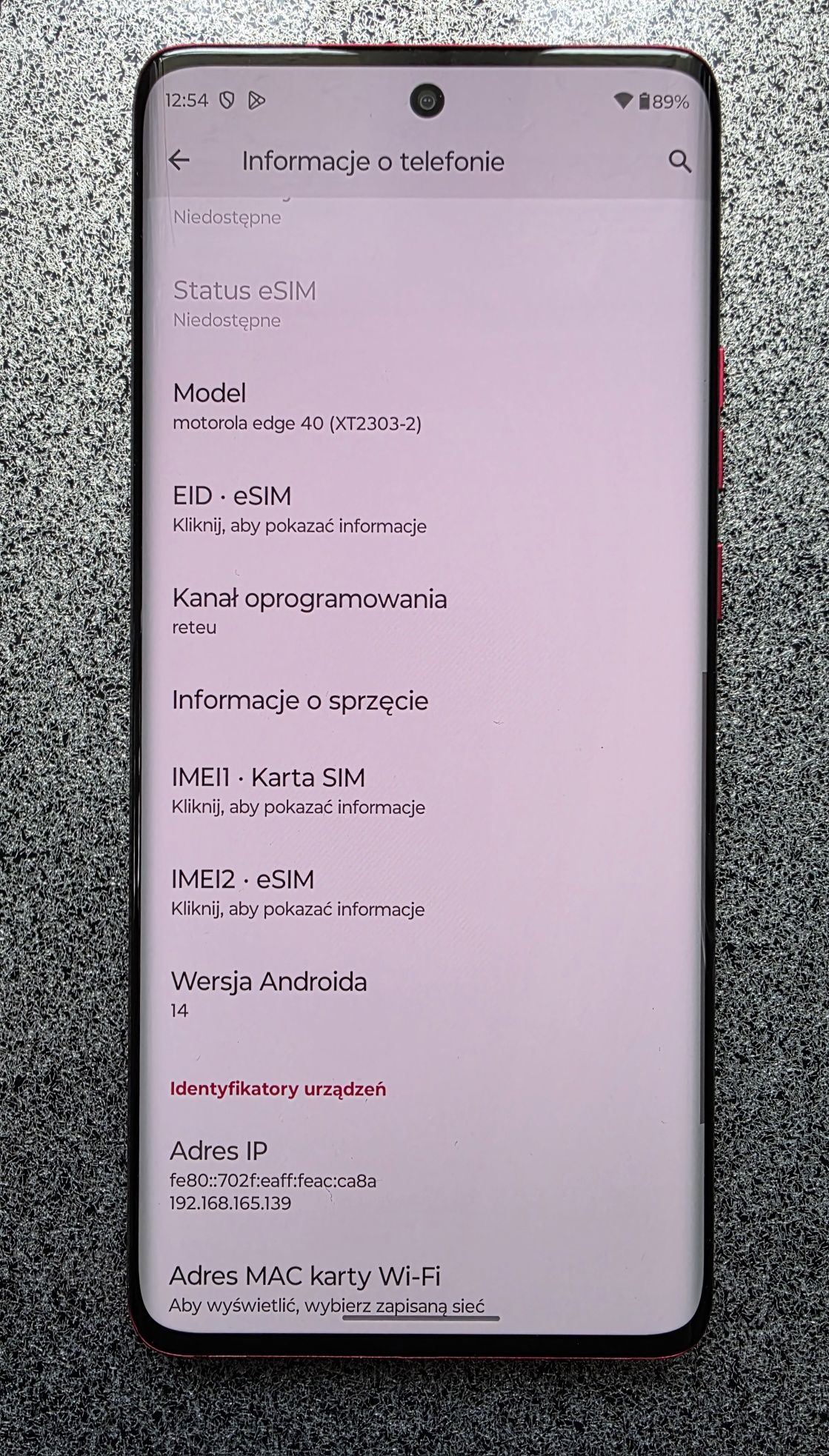 Motorola Edge 40 8/256GB Czerwony