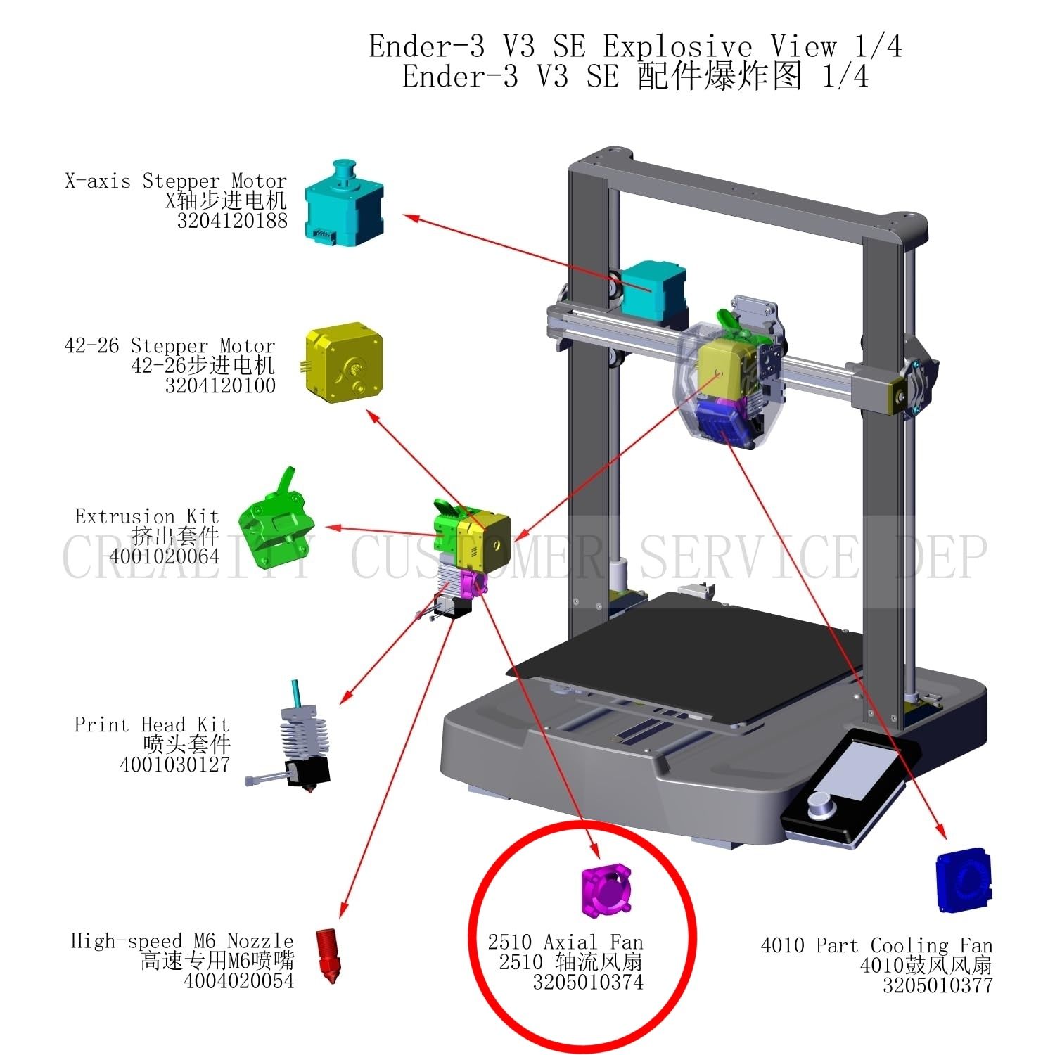 Вентилятор на радіатор хотенду Ender3 V3 SE 2510