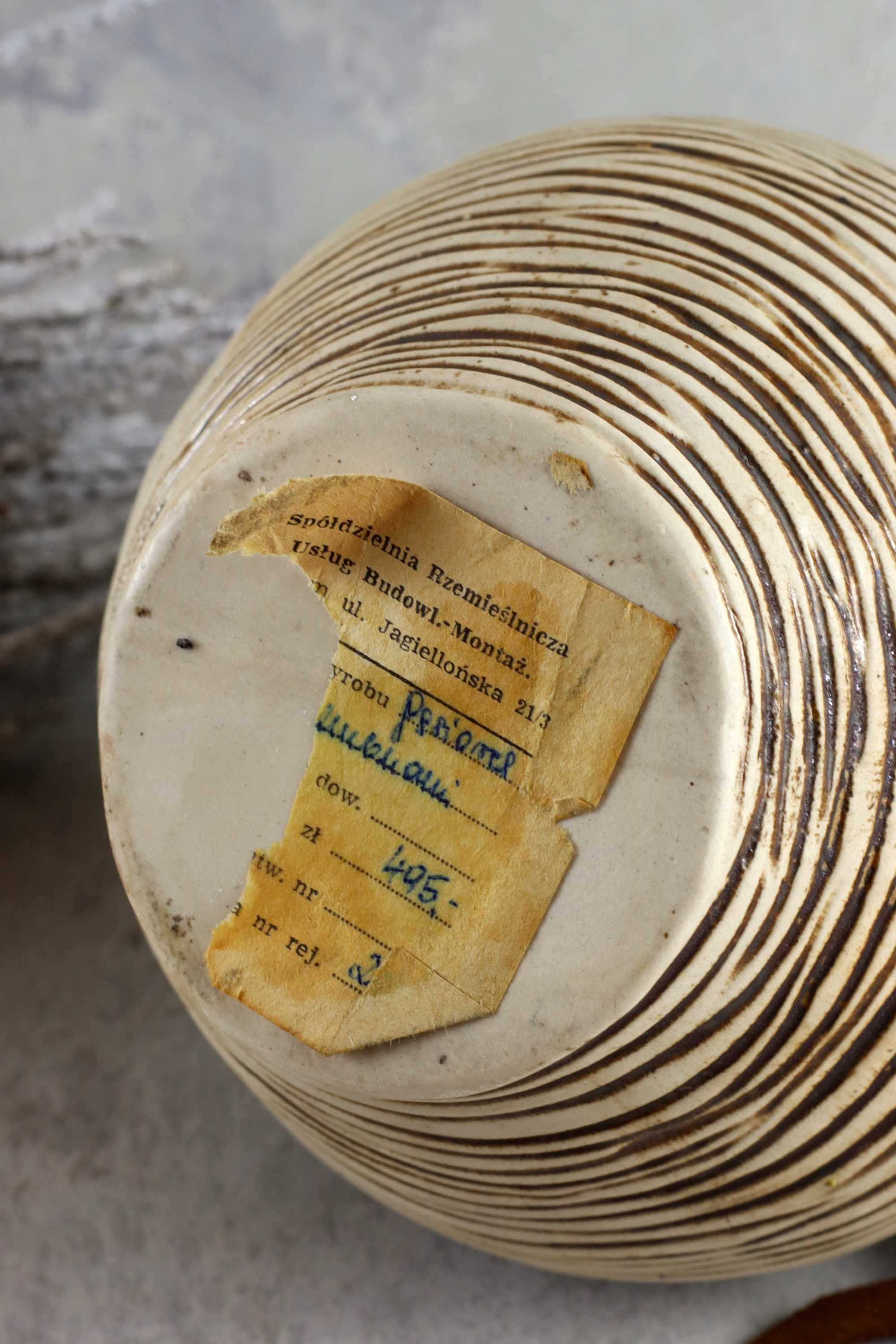 Brązowy ceramiczny gąsiorek Elcer Bytom karafka butla ceramika prl