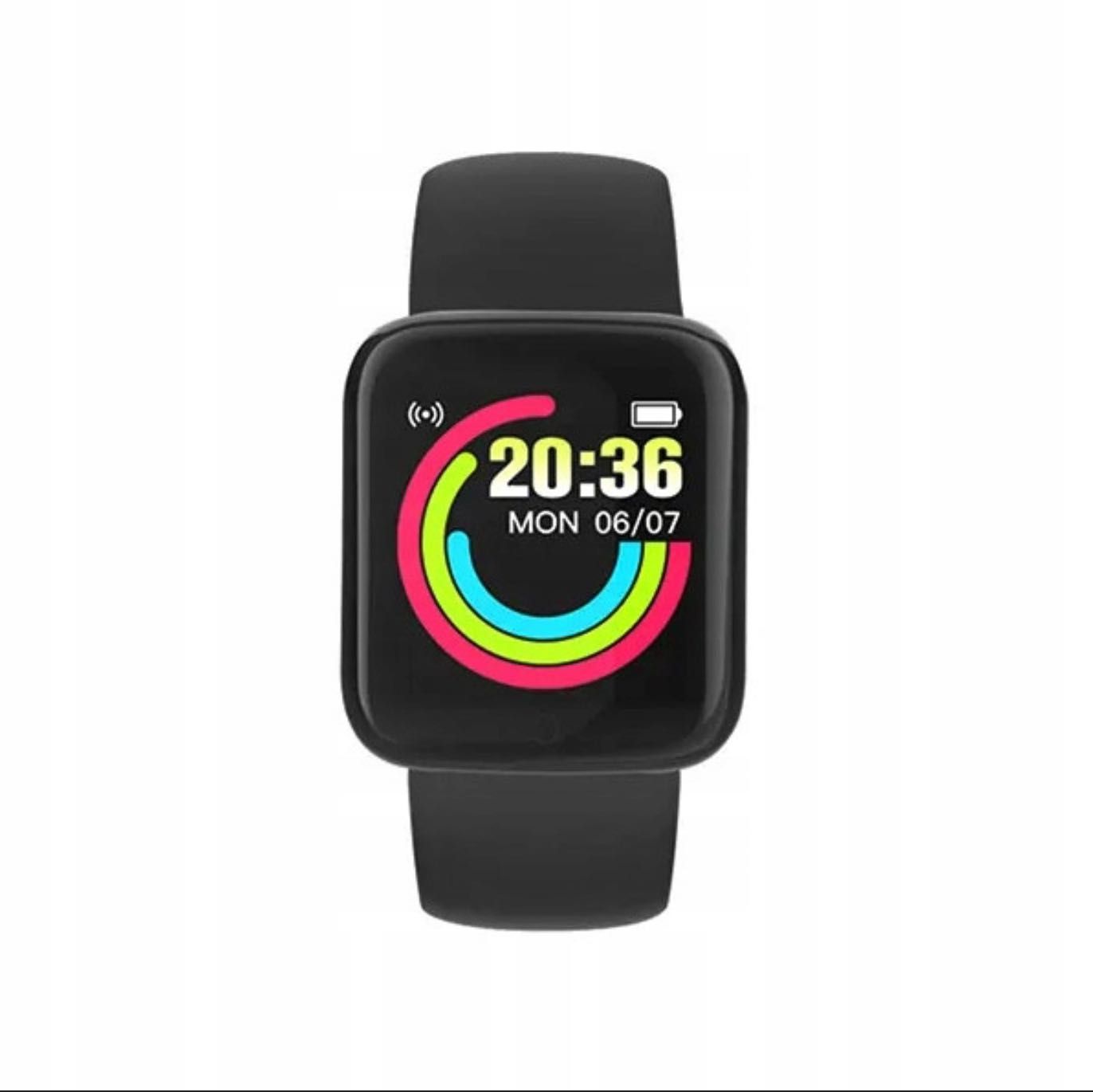Smartwatch krokomierz tętno alerty Bluetooth Polskie Menu (czarny)