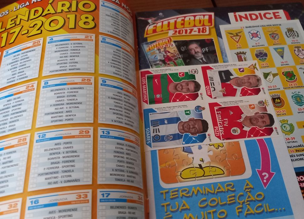 caderneta de cromos Liga Nos 2017/18 sem colagens
