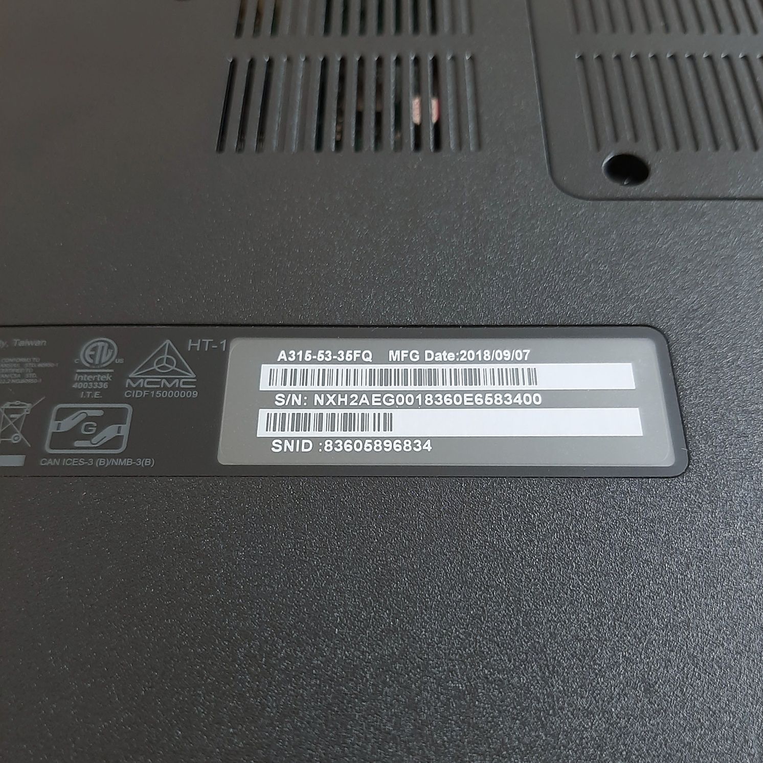 Ноутбук Acer Aspire A315 i3-7020U 8GB DDR4 SSD+HDD 1000GB 15.6"