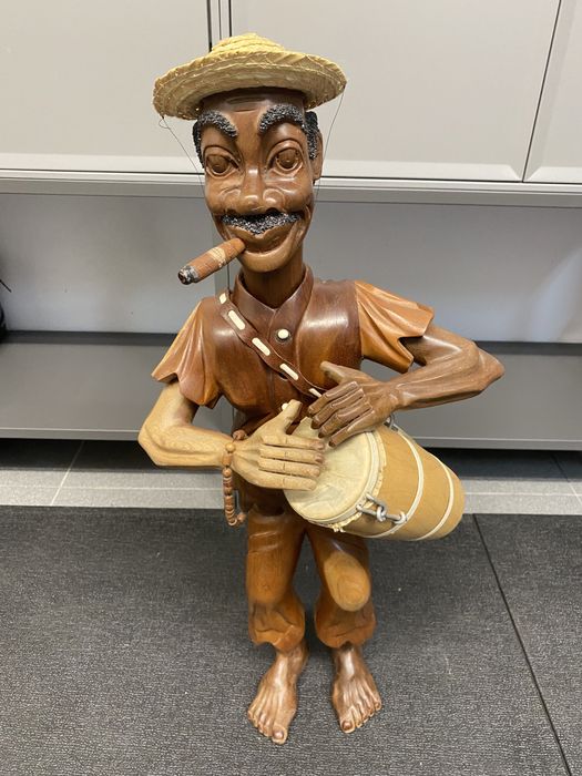 Boneco Madeira Cuba (Músico Cubano) 66cm