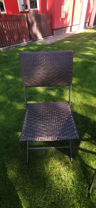 Meble ogrodowe rattan stół, krzesła komplet brąz