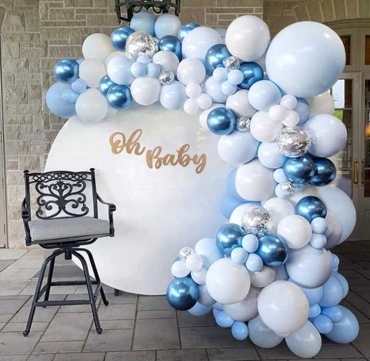 GIRLANDA BALONOWA NIEBIESKA Błękitna Zestaw Urodziny BabyShower Wesele