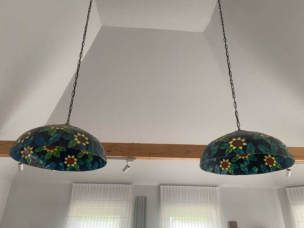 Komplet dwóch oryginalnych, dużych lamp witrażowych