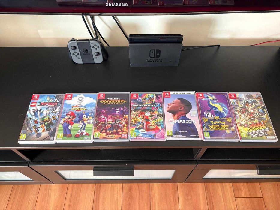 Nintendo Switch 1 (v2) + Controle Extra + 7 jogos