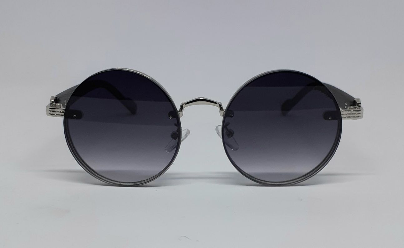 Cartier модные очки унисекс круглые черные градиент в серебр металле