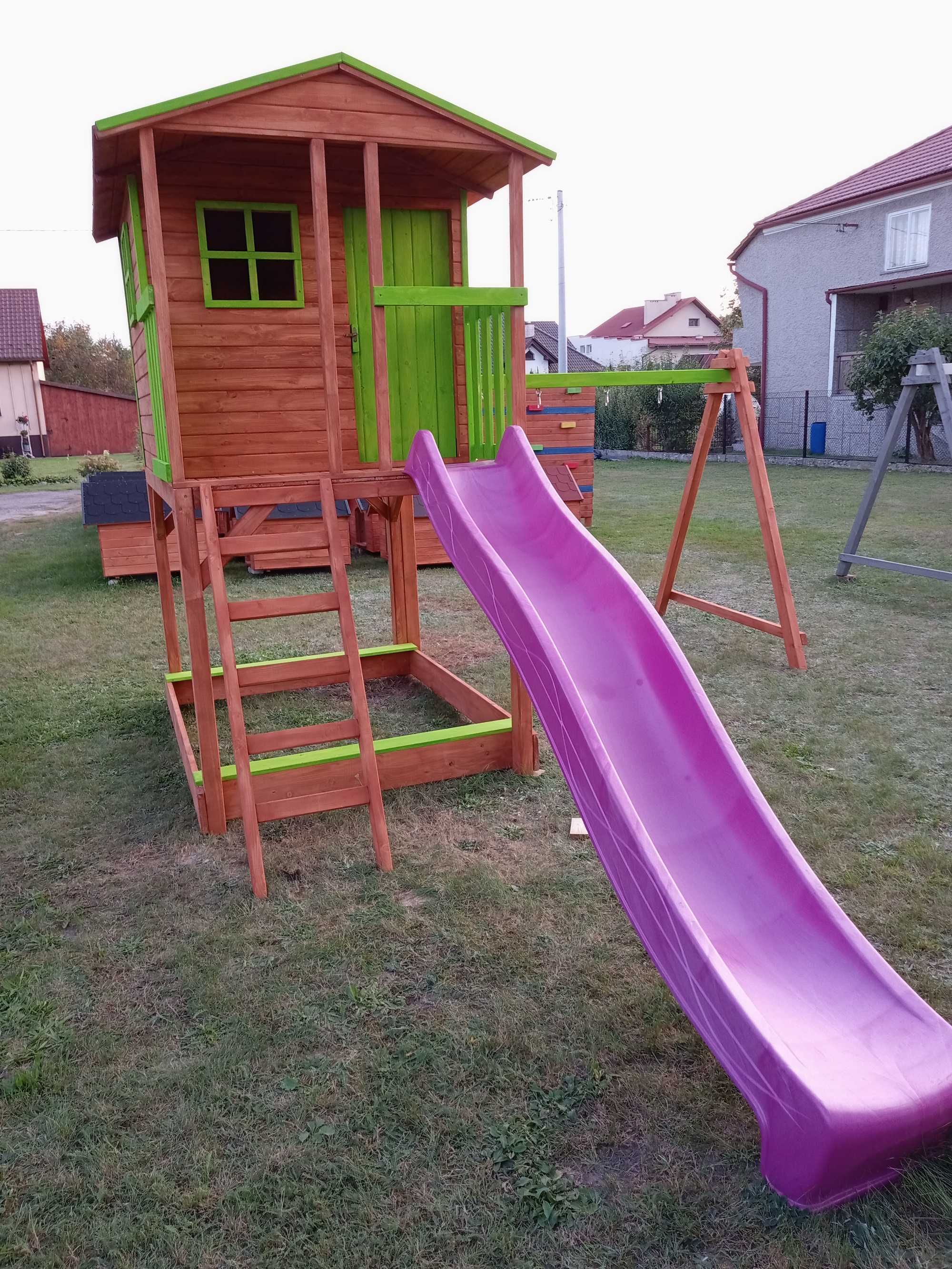 Duży domek dla dzieci XXL, huśtawka, zjeżdżalnia,