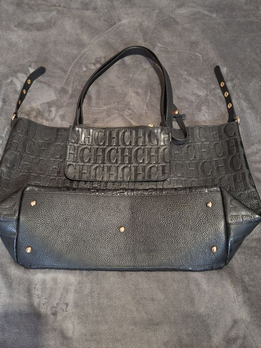 Torba skórzana czarna shopperka