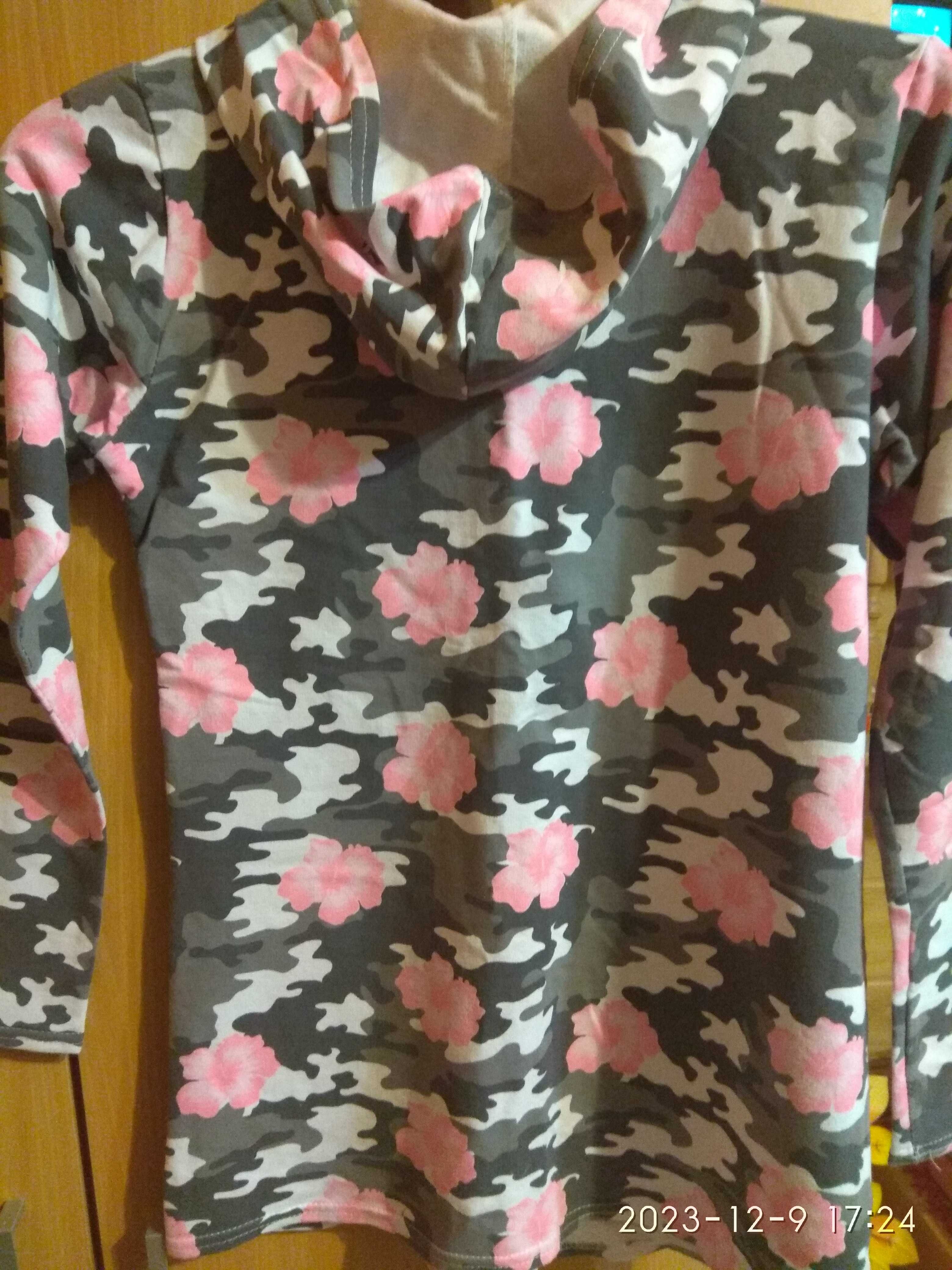 bluza rozpinana szaro-różowe moro rozmiar 158