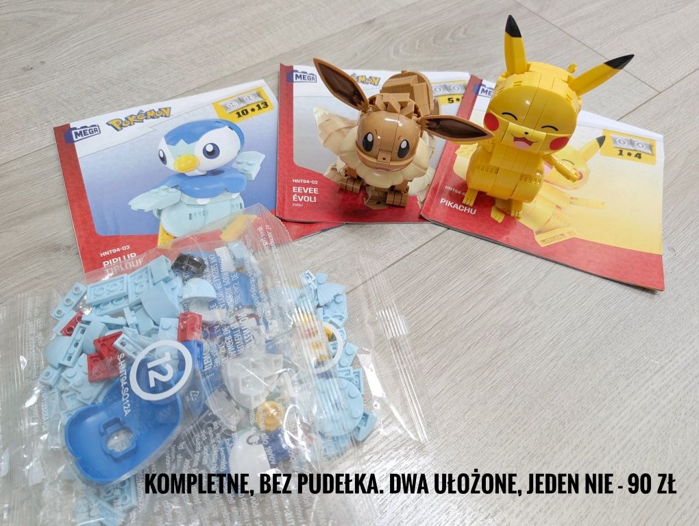 Klocki Mega Pokemon 3 figurki Pikachu Eevee Piplup