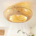 Hummst Wentylator sufitowy 40cm z lampą i pilotem | Boho bambus