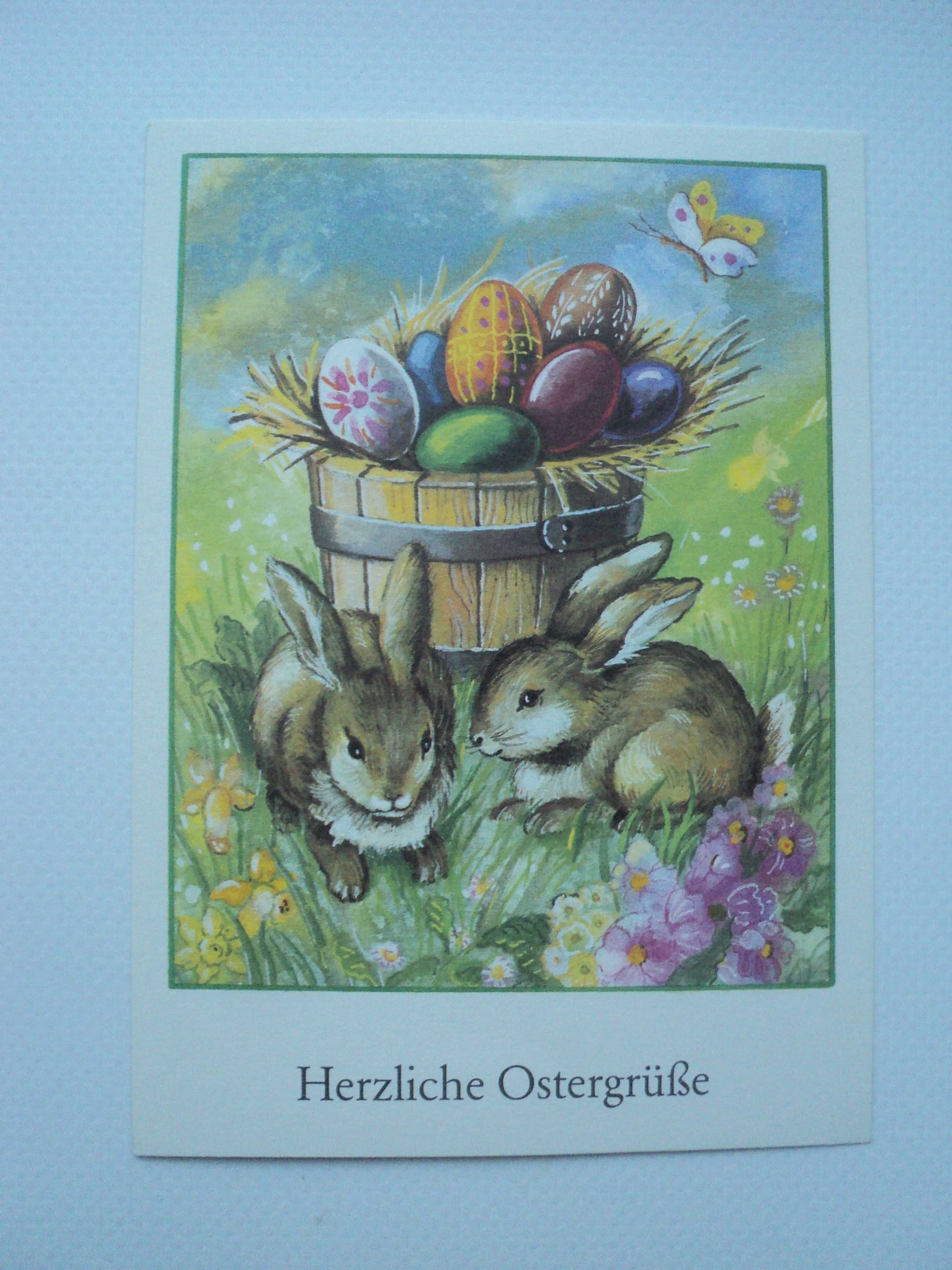 иностранная открытка ГДР Германия Пасха Великдень писанка кролик