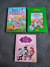 3 książki dla dzieci, bajki o wróżkach Alicja w krainie czarów