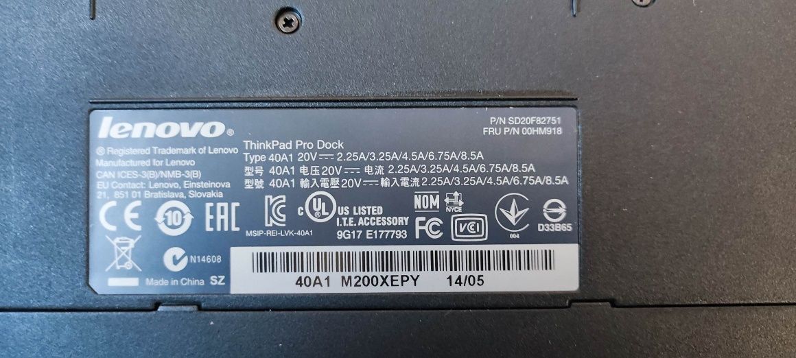 Stacja dokująca Lenovo Type 40A1 20V