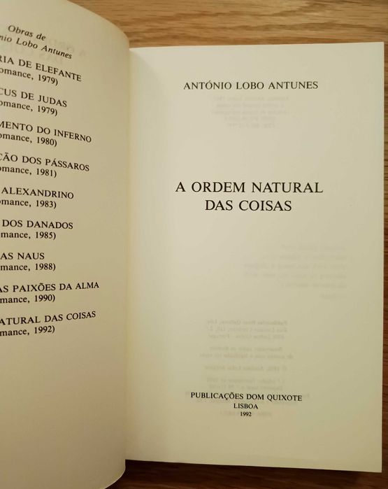 António Lobo Antunes - A Ordem Natural das Coisas (1ª Ed.)