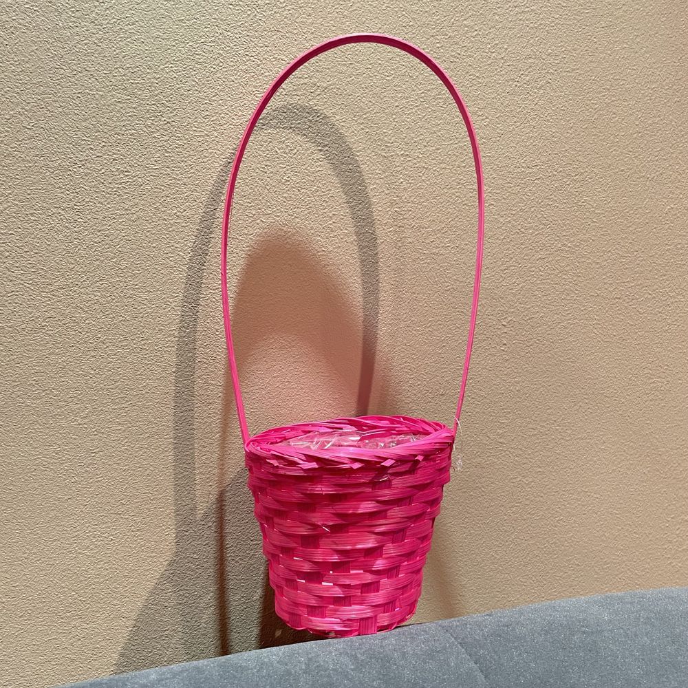 Koszyk różowy 36 cm z rączką / 11 cm koszyczek NOWY
