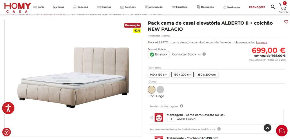 Cama casal 160x200 nova embalada