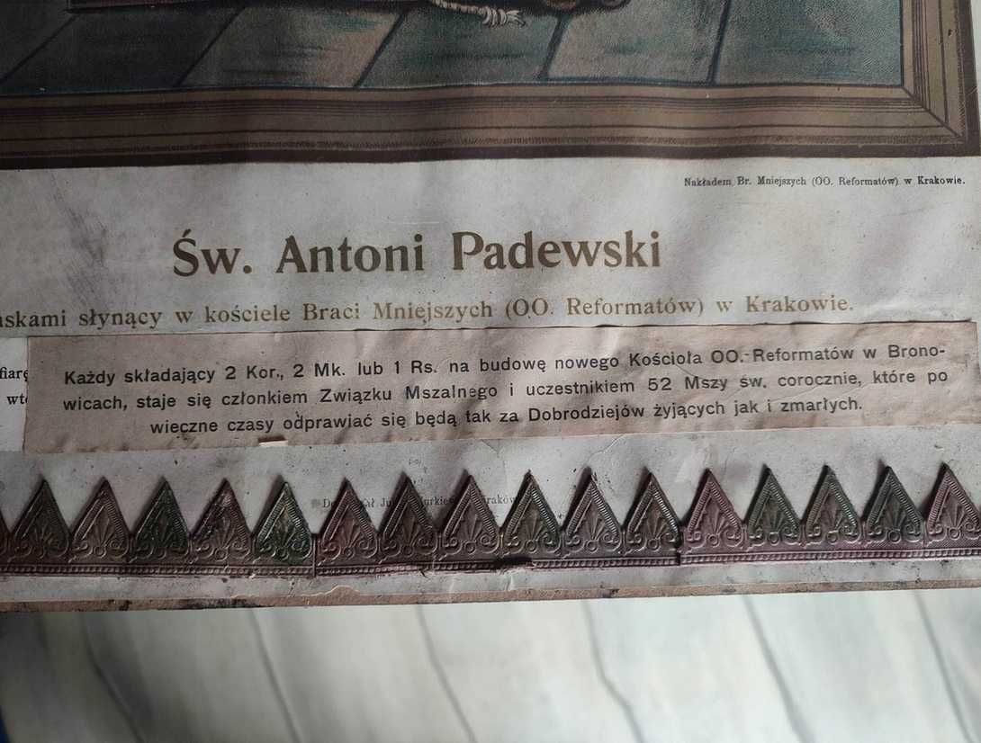 Przedwojenny obraz,Bronowice Św.Antoni,aniołki,cegiełka na kościół