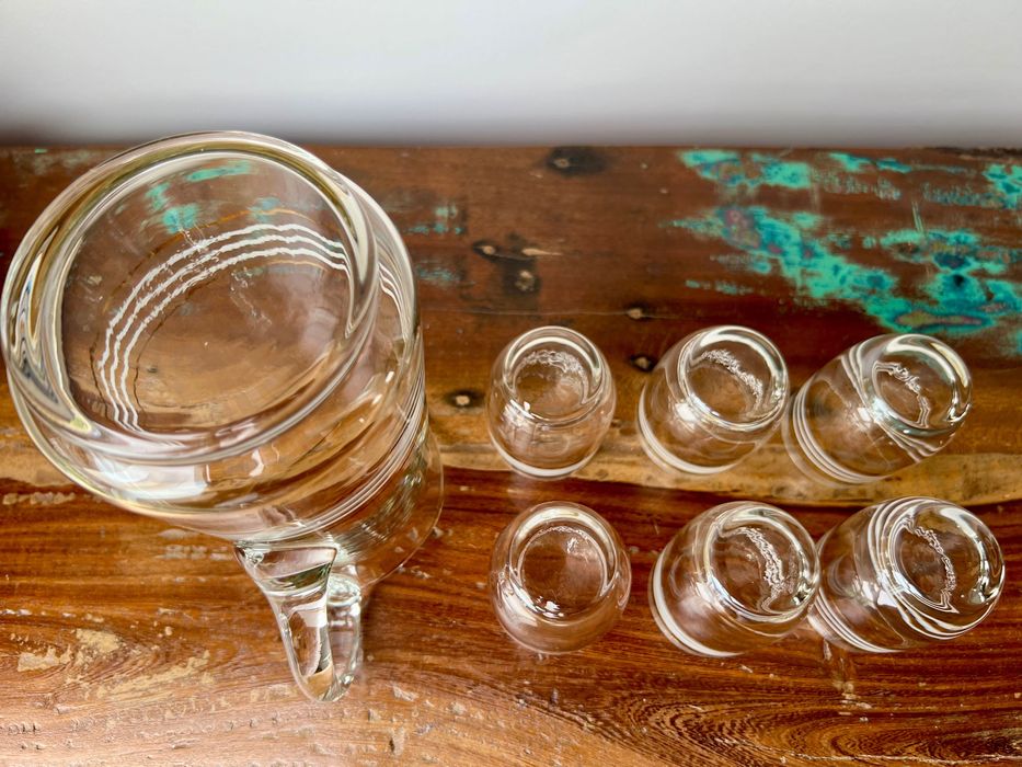 Szklany komplet zestaw do napojów ze złoceniami NEW LOOK PRL IDEALNY