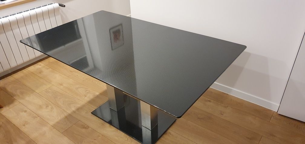 Stół 150x90 , szkło ,Czarny Carbon 5d, jedyny w swoim rodzaju