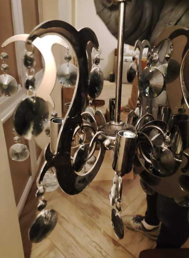 Piękny Żyrandol z ciemnymi Kryształami - Lampa