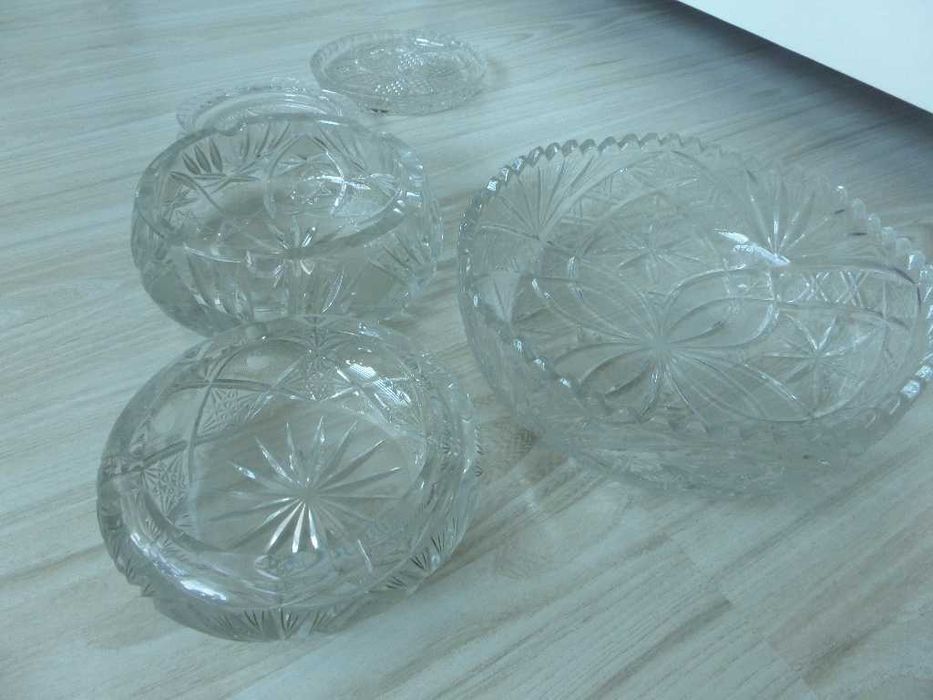 Zestaw kryształów popielniczki misa PRL