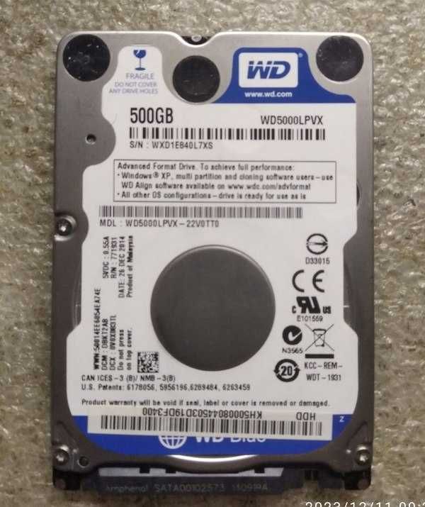 Жесткий диск WD Blue 500GB