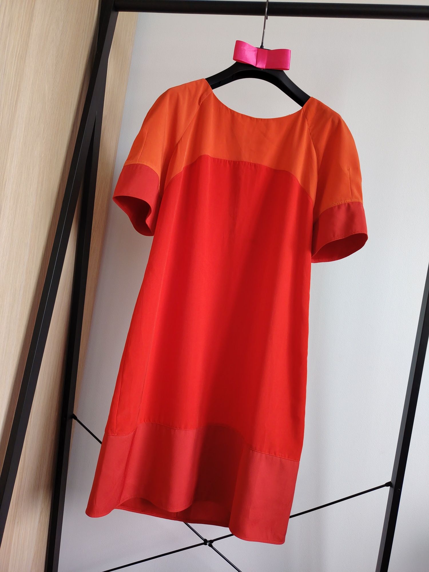 Dorothy Perkins pomarańczowo-czerwona sukienka midi 38