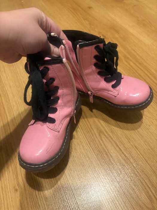 2 pary 26 i 27 Lakierki ocieplane botki traperki zimowe dziewczynki