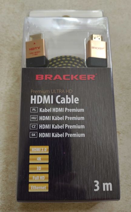 Kabel HDMI marki Bracker. 3 metry