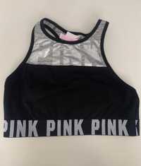 Biustonosz sportowy, Victoria Secret PINK  stanik  srebrny  M