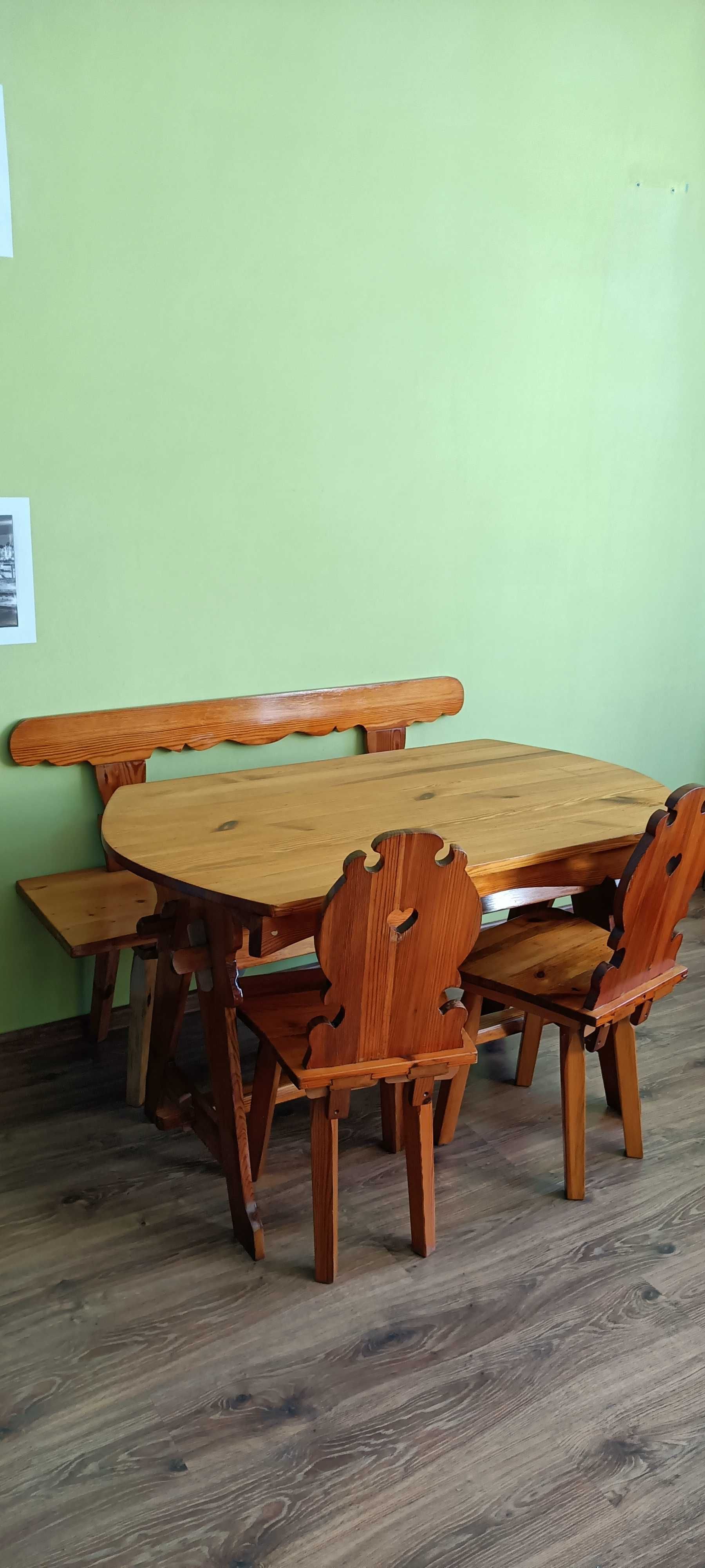 Stół, ława, krzesła - komplet