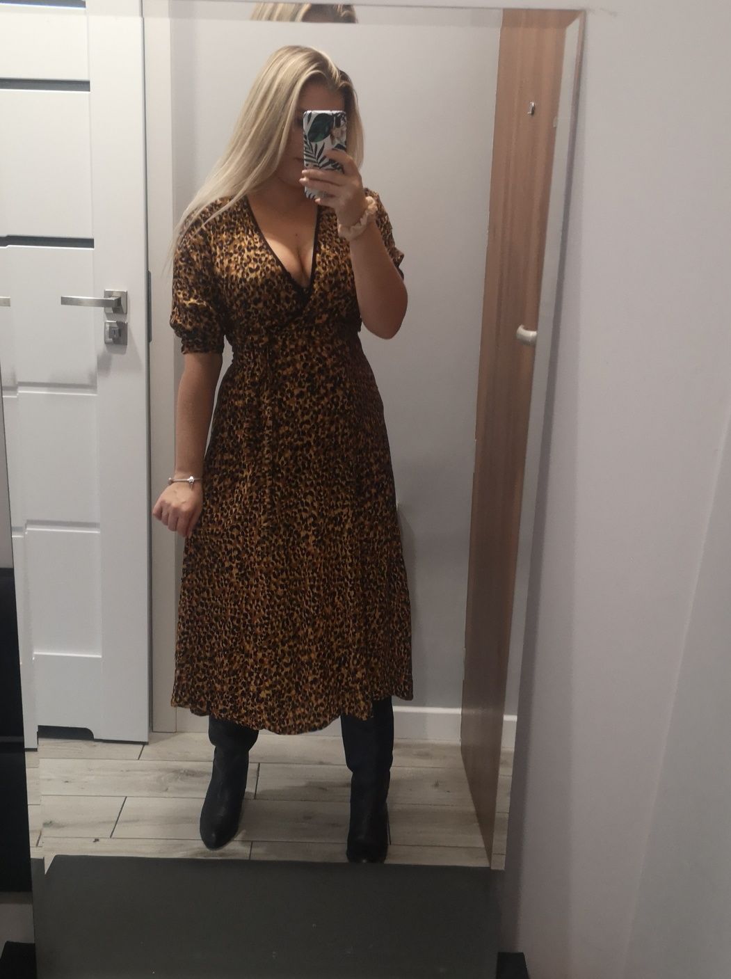Zara - sukienka w panterkę midi S