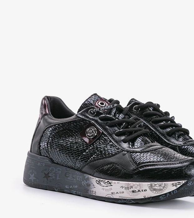 Czarne sneakersy na koturnie Ayanna