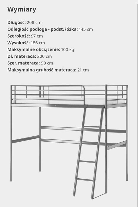 Łóżko Svarta Ikea z biurkiem
