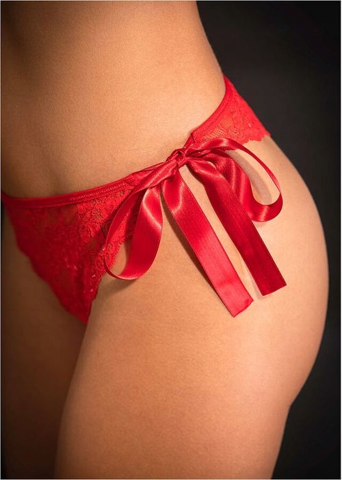 Venus Stringi ouvert koronkowe wiązane czerwone ^40/42