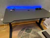 Biurko Gamingowe SZARE + FULL LED RGB + Pilot + HUB