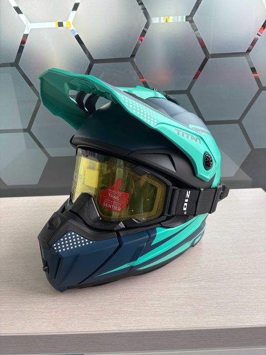 Kask CKX Titan Niebiesko-Zielony Enduro/ATV Skuter śnieżny