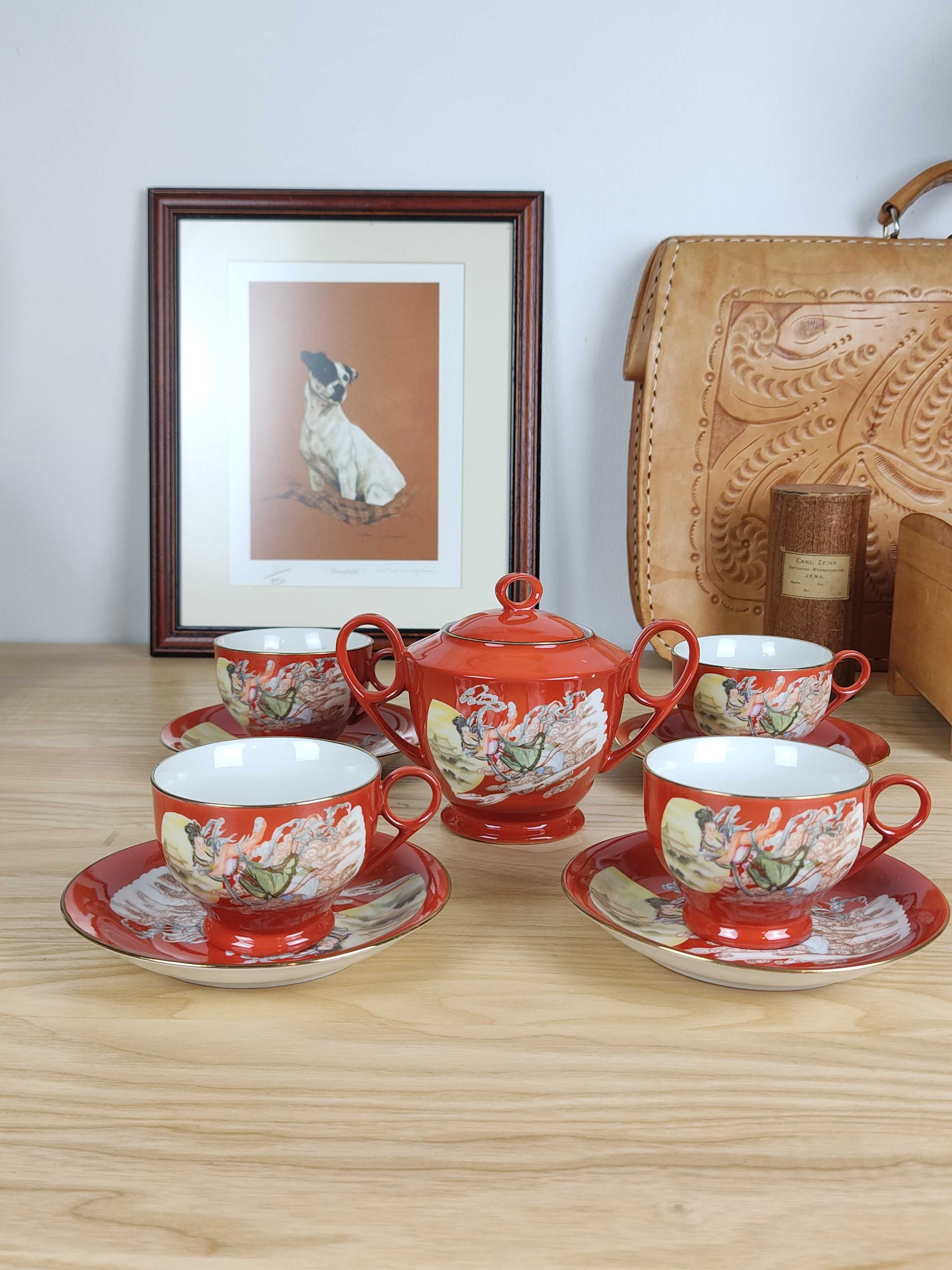 Zestaw z chińskiej porcelany - Kawa/Herbata, 4 Filiżanki
