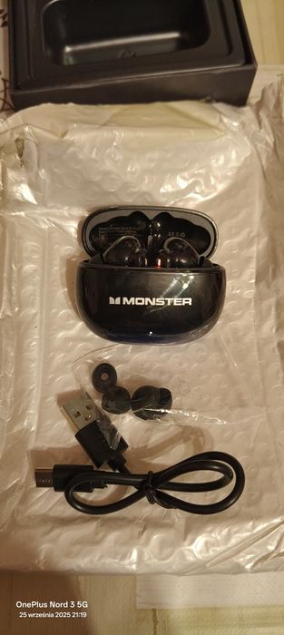 Monster AuraFit T02 Anc+Enc Bluetooth 5.3 [Czarne] -32dB ANC